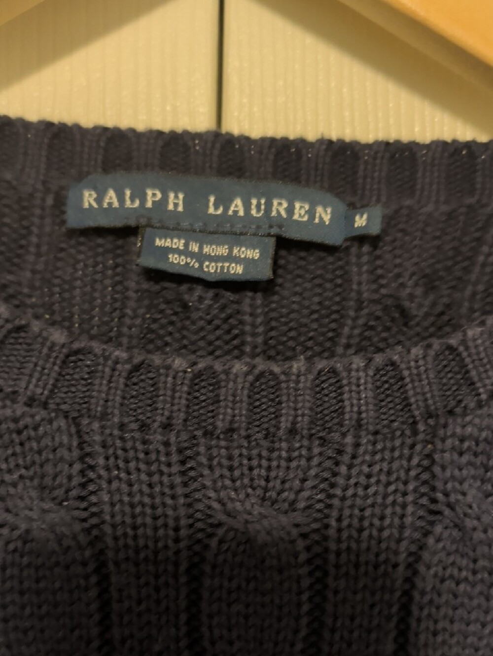 Ralph Lauren Navy Cable Knit Crewneck Sweater Cotton Preppy - Picture 3 of 7